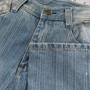 543 Mens Light Wash Graphic Jeans Size 33 Straight Leg 100% Cotton Distress Y2k